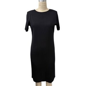 Exclusively Misook Black Short Sleeve Knit Midi Dress Sz S Stretchy Travels Well
